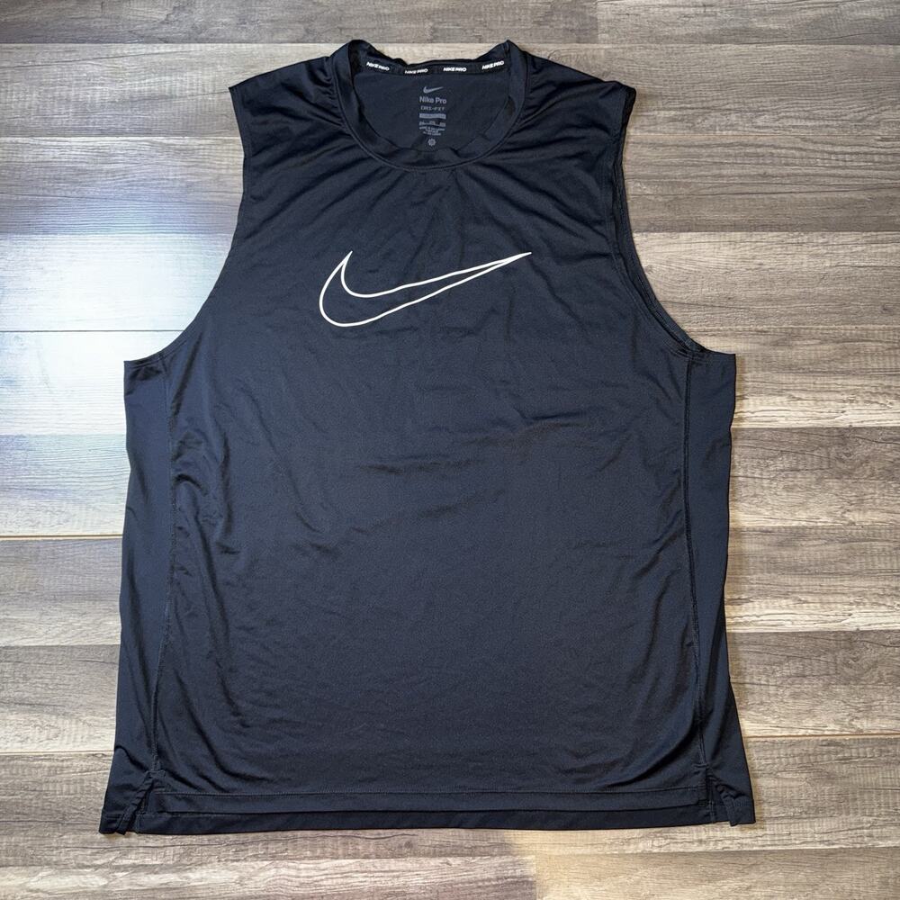 Nike Pro Men's Tight-Fit Sleeveless Top, Dri-FIT ,Black, Size 2 X-Large